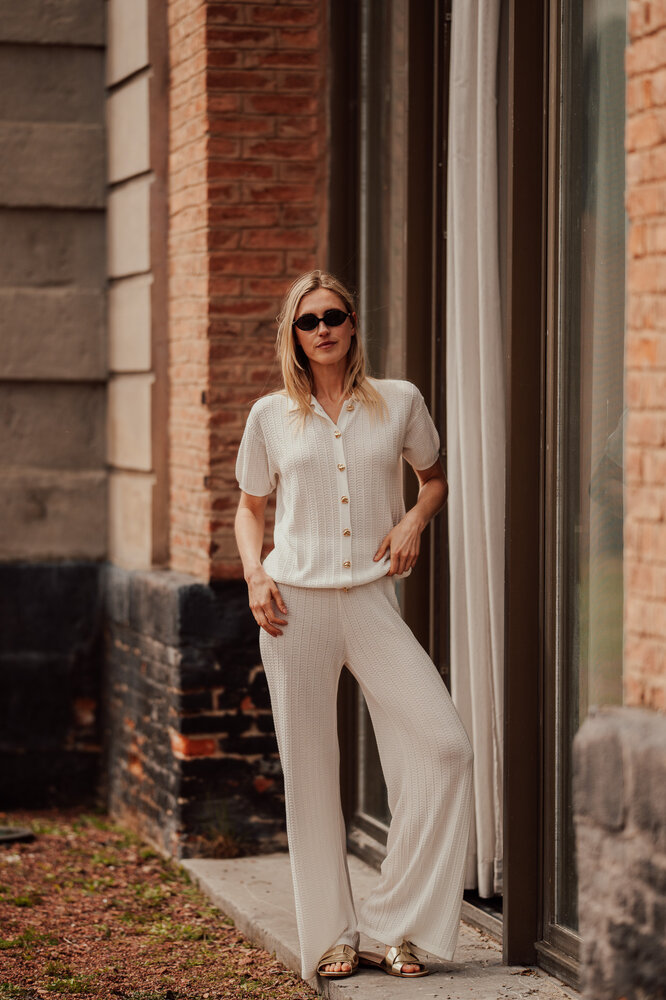 KYRELA pantalon en maille blanc KYRELA pantalon en maille blanc