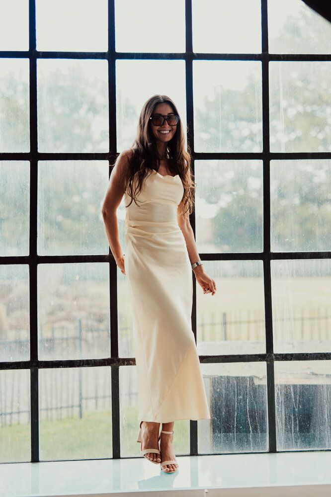 LEANIE robe longue satinée jaune LEANIE robe longue satinée jaune