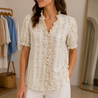 Chemise Fleurie Écrue à Volants EVELIA Chemise Fleurie Écrue à Volants EVELIA