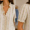 Chemise Fleurie Écrue à Volants EVELIA Chemise Fleurie Écrue à Volants EVELIA