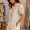 Chemise Fleurie Écrue à Volants EVELIA Chemise Fleurie Écrue à Volants EVELIA