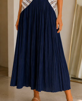 Jupe longue plissée bleu marine femme VERINO Jupe longue plissée bleu marine femme VERINO
