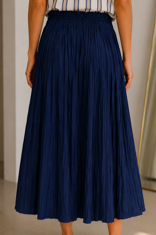 Jupe longue plissée bleu marine femme VERINO Jupe longue plissée bleu marine femme VERINO