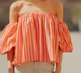 Blouse à rayures rouge et rose COBALTE