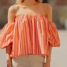 Blouse à rayures rouge et rose COBALTE