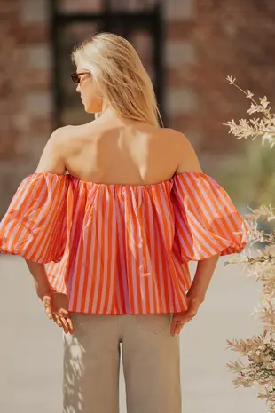 Blouse à rayures rouge et rose COBALTE