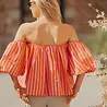 Blouse à rayures rouge et rose COBALTE