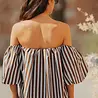 Blouse à rayures choco et bleu COBALTE