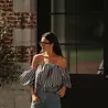 Blouse à rayures choco et bleu COBALTE