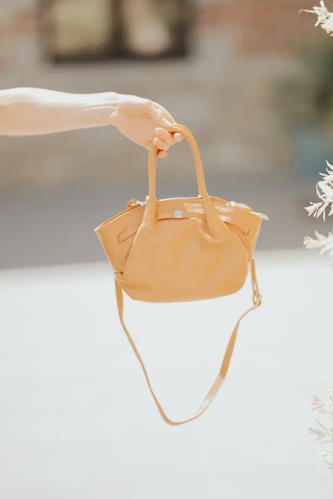 Sac en cuir grainé camel VELORIA