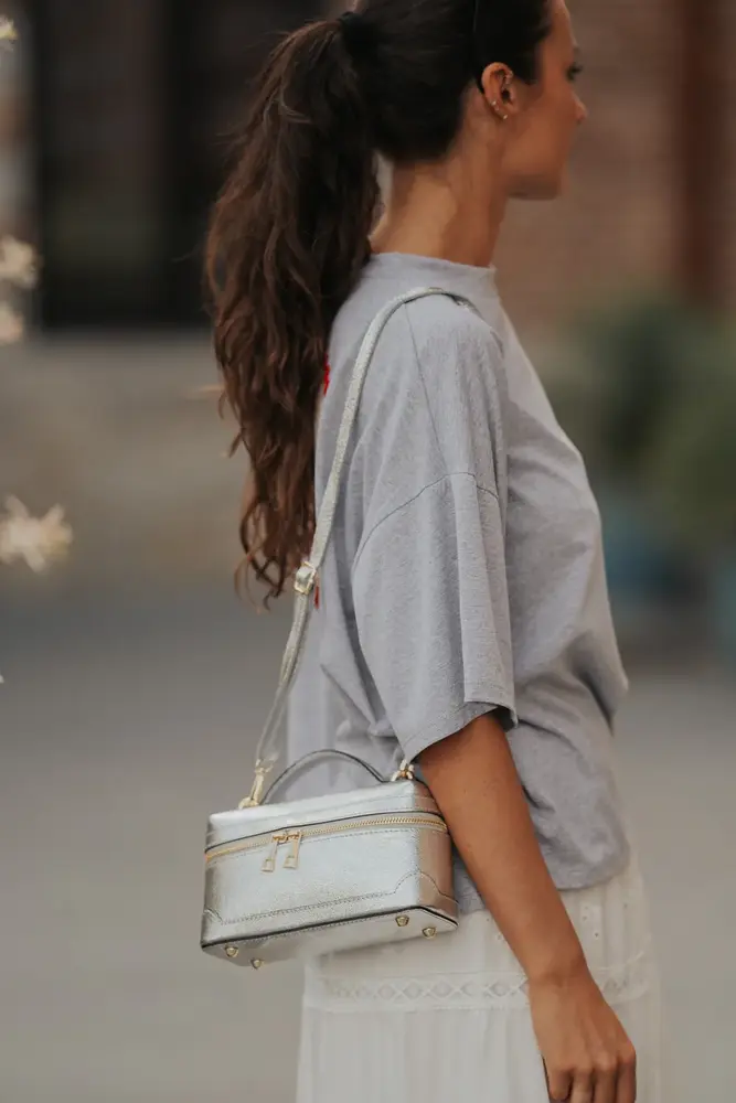 Sac argenté brillant VANITY