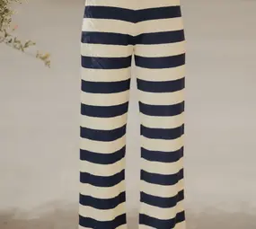 Pantalon Rayé Bleu Marine & jaune NERINA