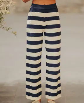 Pantalon Rayé Bleu Marine & jaune NERINA