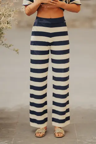 Pantalon Rayé Bleu Marine & jaune NERINA Pantalon Rayé Bleu Marine & jaune NERINA