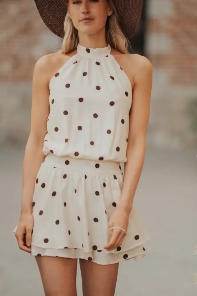 Robe à pois beige CORAL