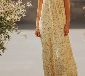 Longue robe jaune MANGO