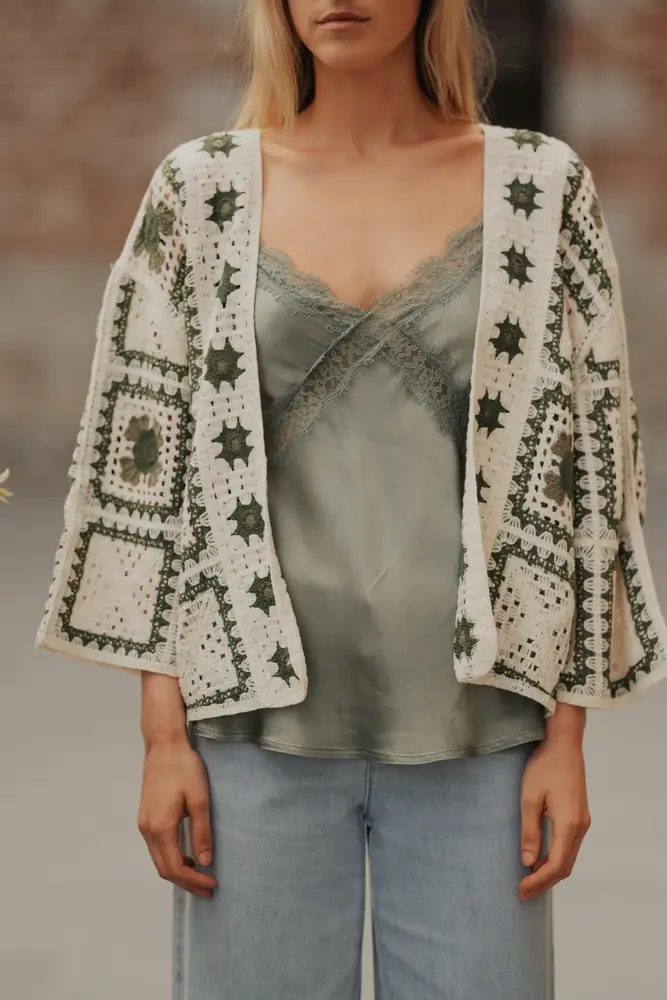 Gilet en crochet vert SOREN