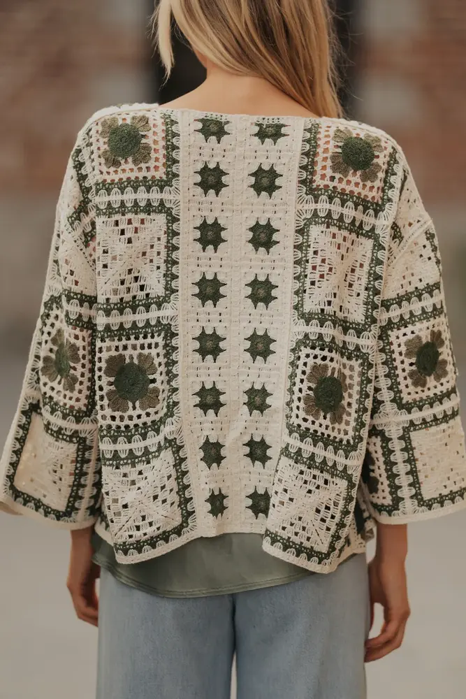 Gilet en crochet vert SOREN