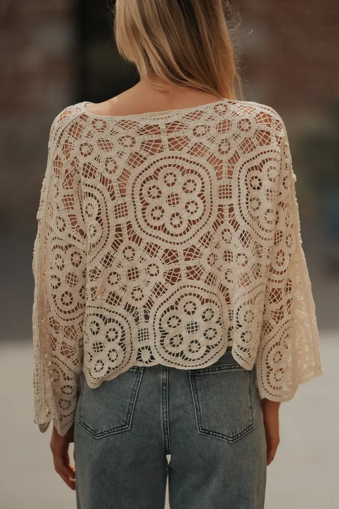 Blouse en crochet beige AZIEL