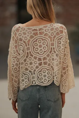 Blouse en crochet beige AZIEL