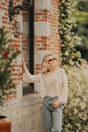 Blouse en crochet beige AZIEL