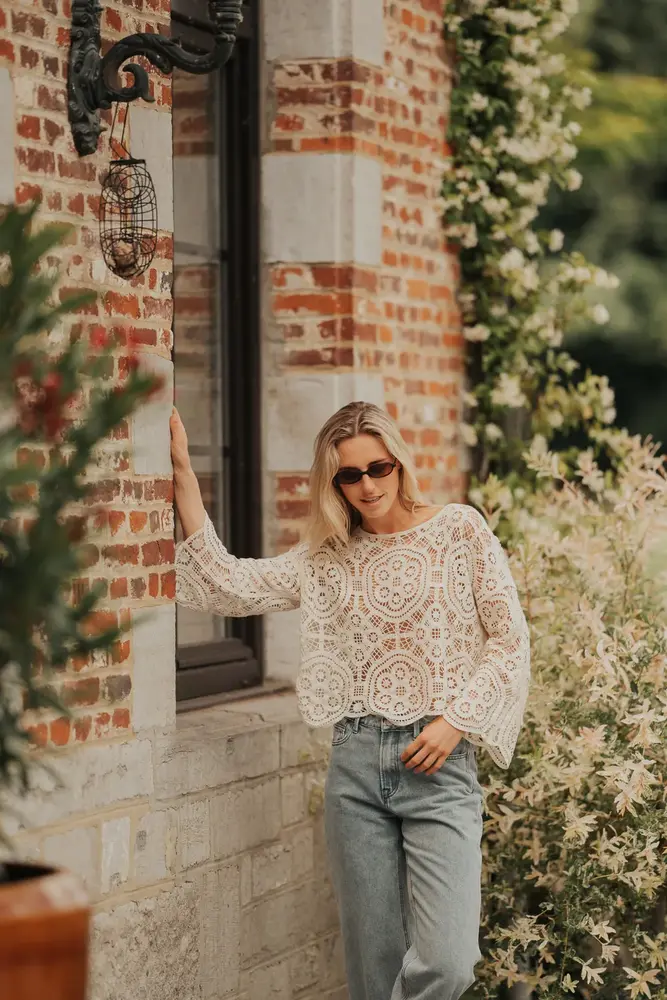 Blouse en crochet beige AZIEL