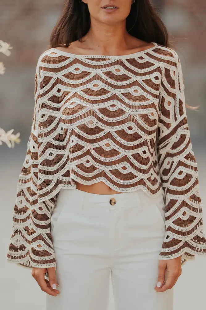 Blouse en crochet choco SOLEN Blouse en crochet choco SOLEN