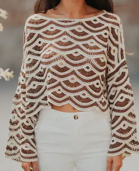 Blouse en crochet choco SOLEN