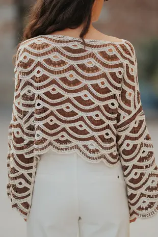 Blouse en crochet choco SOLEN Blouse en crochet choco SOLEN