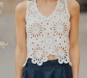 Blouse en crochet blanc NOELINE