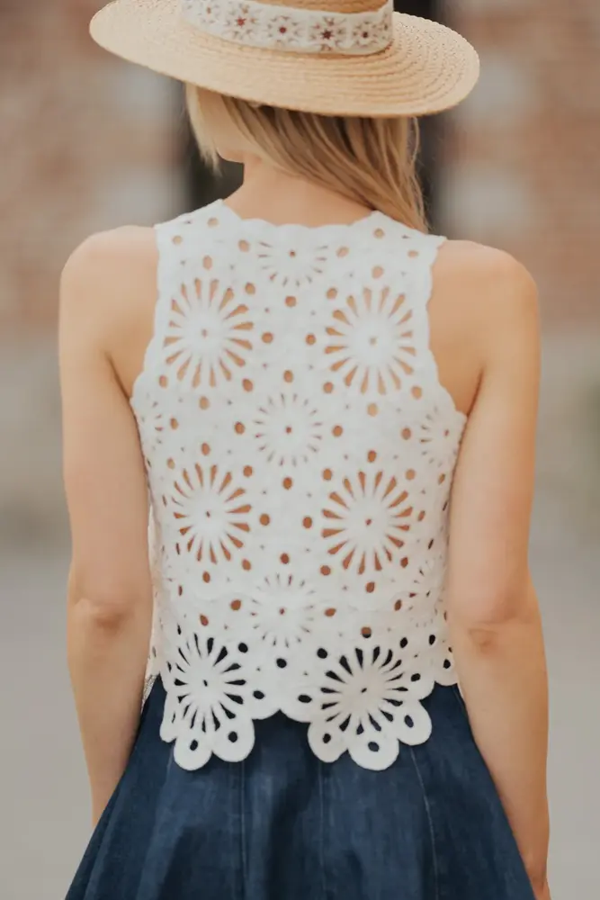 Blouse en crochet blanc NOELINE