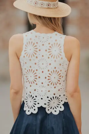 Blouse en crochet blanc NOELINE