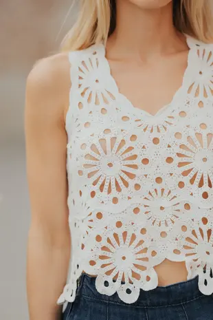 Blouse en crochet blanc NOELINE