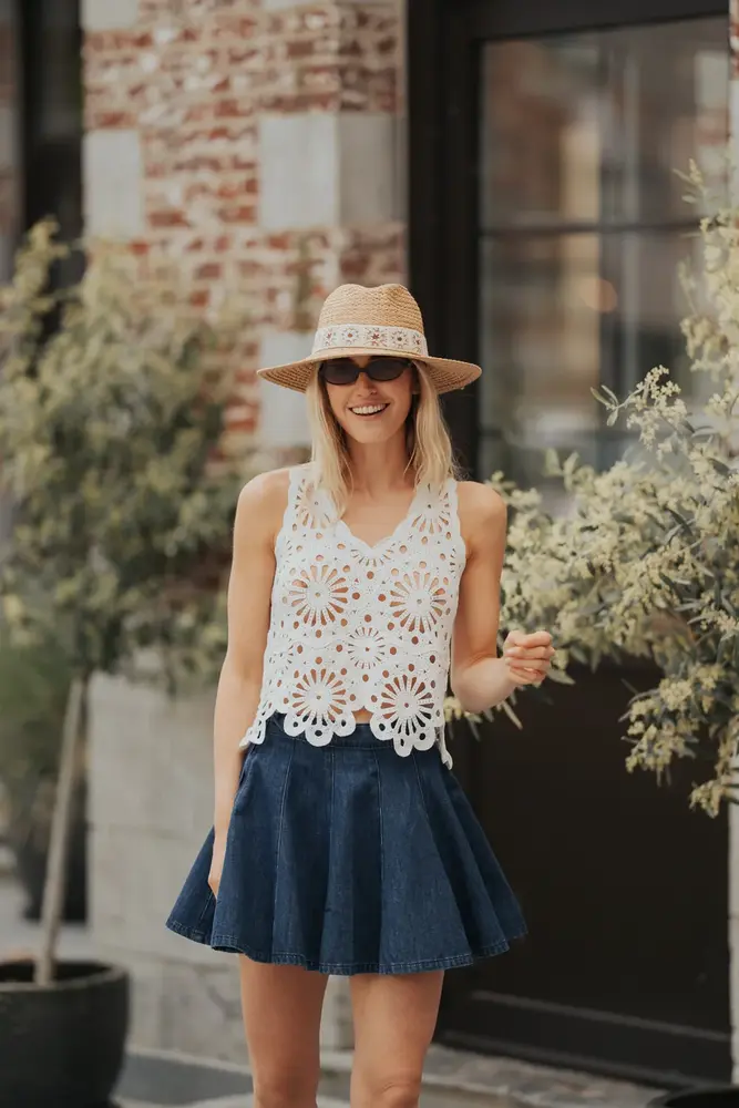 Blouse en crochet blanc NOELINE