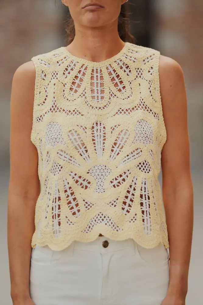 Blouse en crochet jaune NAIA