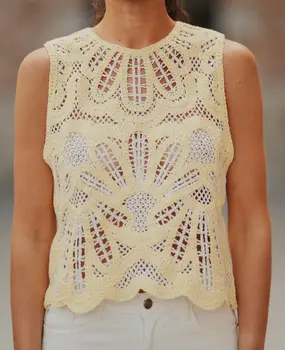 Blouse en crochet jaune NAIA