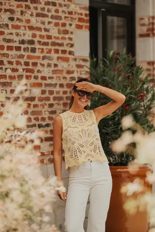 Blouse en crochet jaune NAIA