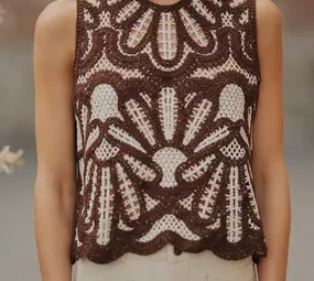 Blouse en crochet choco NAIA