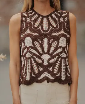 Blouse en crochet choco NAIA