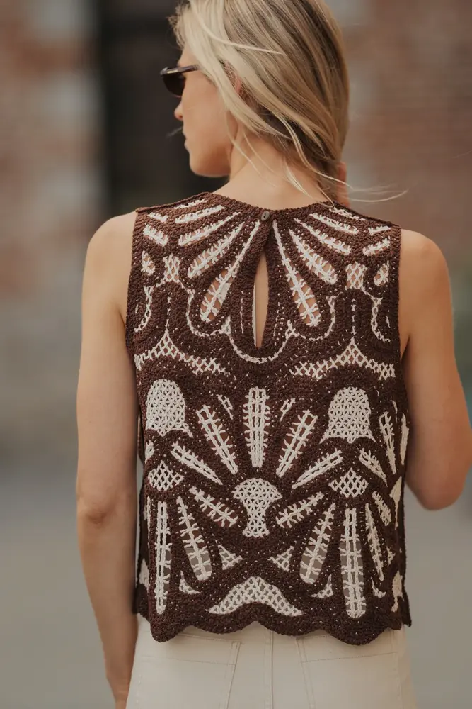 Blouse en crochet choco NAIA