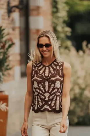 Blouse en crochet choco NAIA