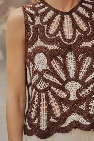 Blouse en crochet choco NAIA