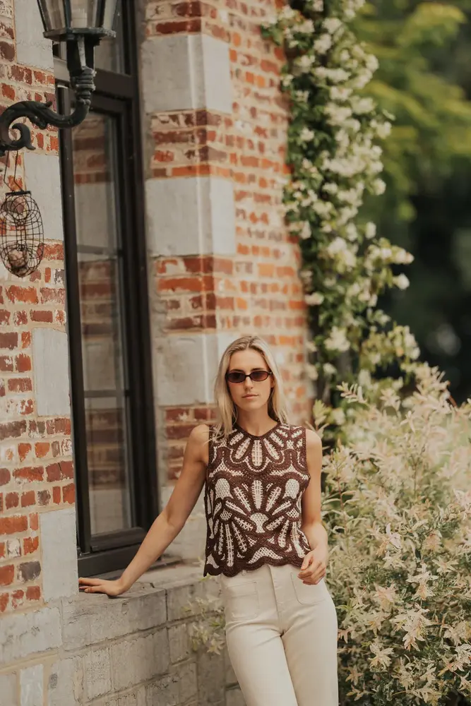 Blouse en crochet choco NAIA