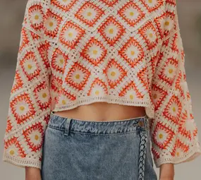 Blouse en crochet corail AURORE