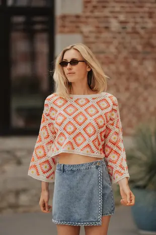 Blouse en crochet corail AURORE