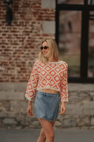 Blouse en crochet corail AURORE