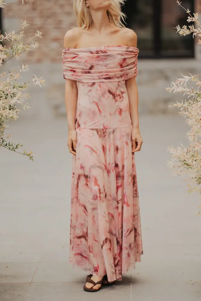 Longue robe rose ORIANE