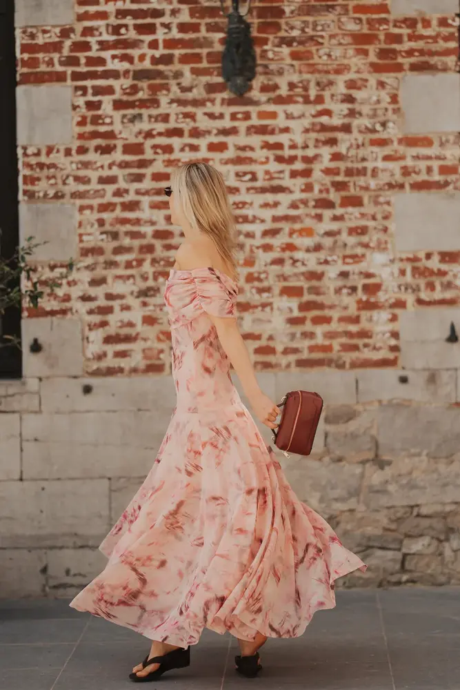 Longue robe rose ORIANE