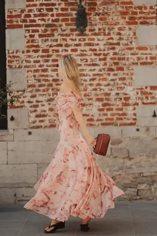 Longue robe rose ORIANE
