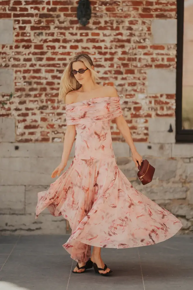Longue robe rose ORIANE